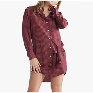 NWT Thakoon Shirt Dress Large Maroon Small Silk Oversized